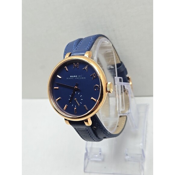Marc Jacobs Sally Rose Gold Blue Leather Wrap Watch Womens New Battery Quartz - Picture 2 of 11